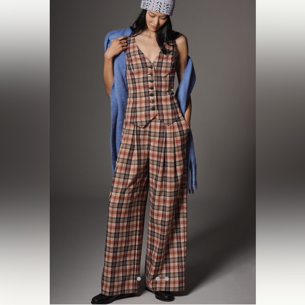 Anthropologie Maeve Plaid Button-Up Vest NWT - Picture 3 of 10